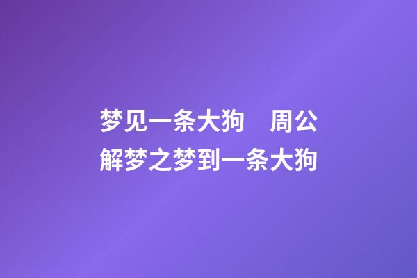 梦见一条大狗　周公解梦之梦到一条大狗